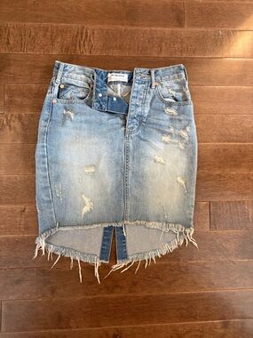 One Teaspoon Light Blue Distressed Denim Pencil Skirt